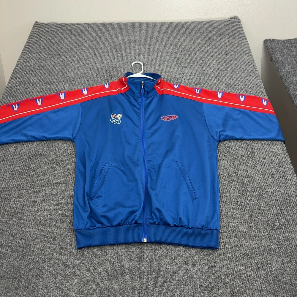 Vintage Iceland KSI Reusch Track Jacket Mens XXL Blue Polyester Full Zip Sporty